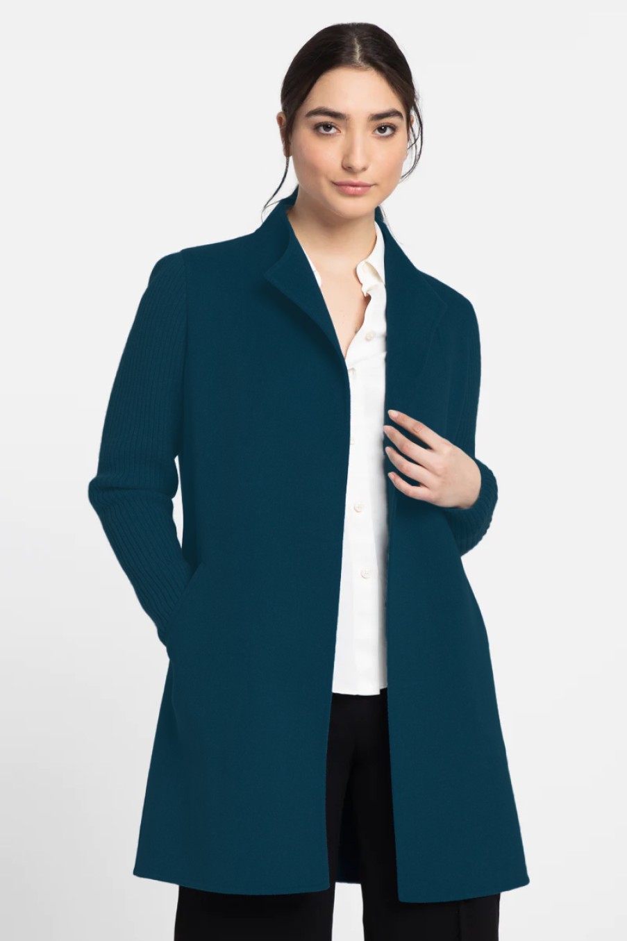 Kinross Cashmere Cappotto Con Maniche A Coste - Seapine Giacche