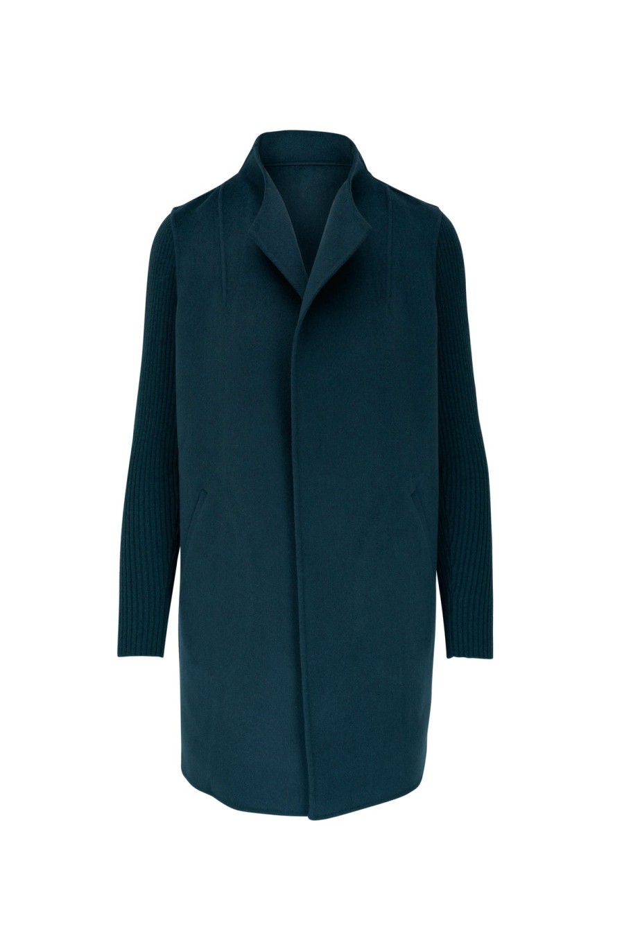 Kinross Cashmere Cappotto Con Maniche A Coste - Seapine Giacche