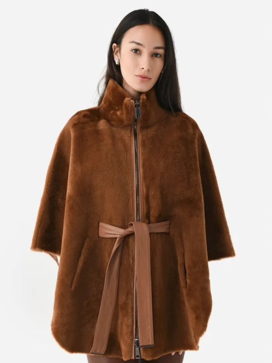 Suprema Giubbotto Reversibile In Shearling Color Cognac Giacche