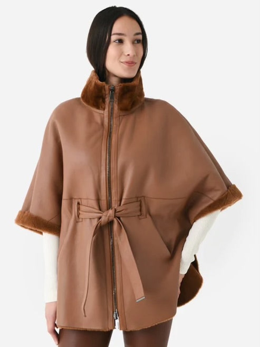 Suprema Giubbotto Reversibile In Shearling Color Cognac Giacche