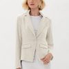 Ecru Blazer A Un Bottone Con Ricamo In Sabbia/Bianco Giacche