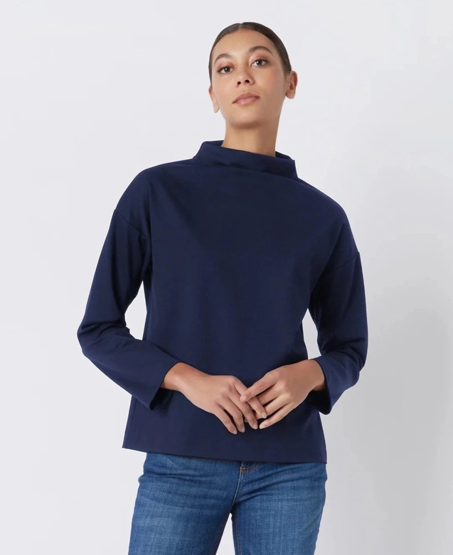 Kal Rieman Top Ethel Mock Con Collo A Imbuto - Blu Scuro Cime