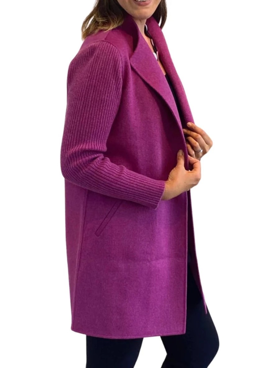 Kinross Cashmere Cappotto Con Maniche A Coste In Bocciolo Di Rosa Giacche