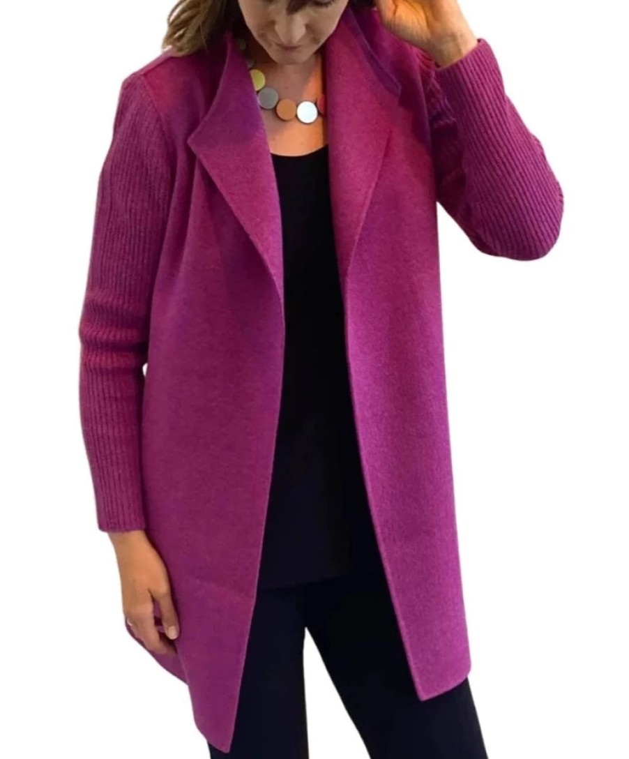 Kinross Cashmere Cappotto Con Maniche A Coste In Bocciolo Di Rosa Giacche