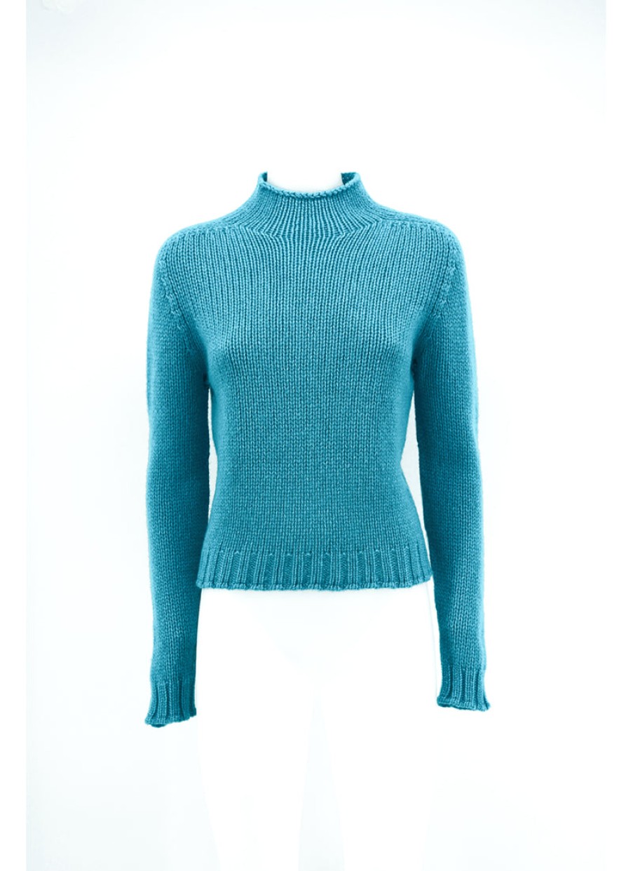 Arovescio Maglione Maxi Girocollo Di Colore Azzurro Cime