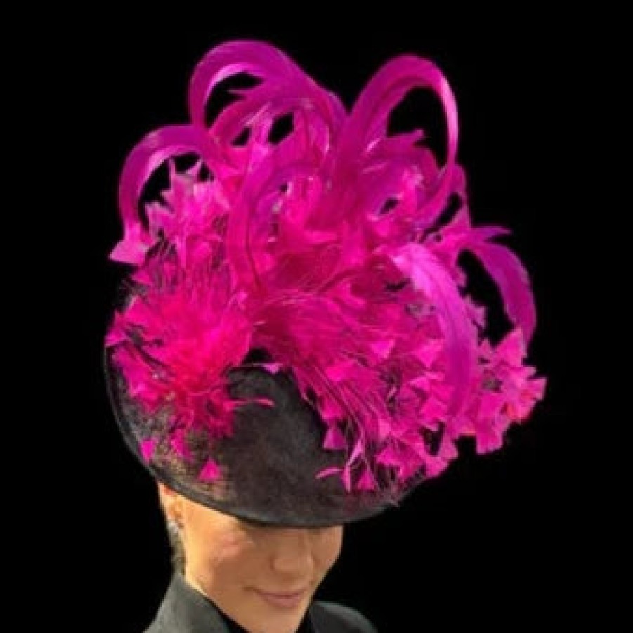 Cappelli di Katie Fascinator Sinamay Nero/Rosa Accessori