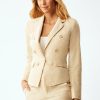 Ecru Blazer In Velluto A Coste Elasticizzato In Arenaria Giacche