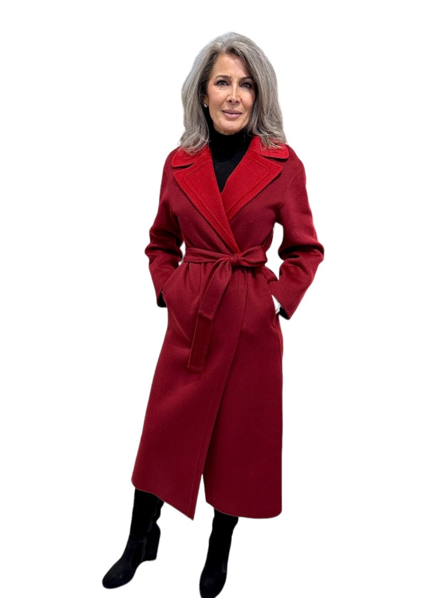 Diomi Trench Monopetto In Misto Lana - Mirtillo Rosso Giacche