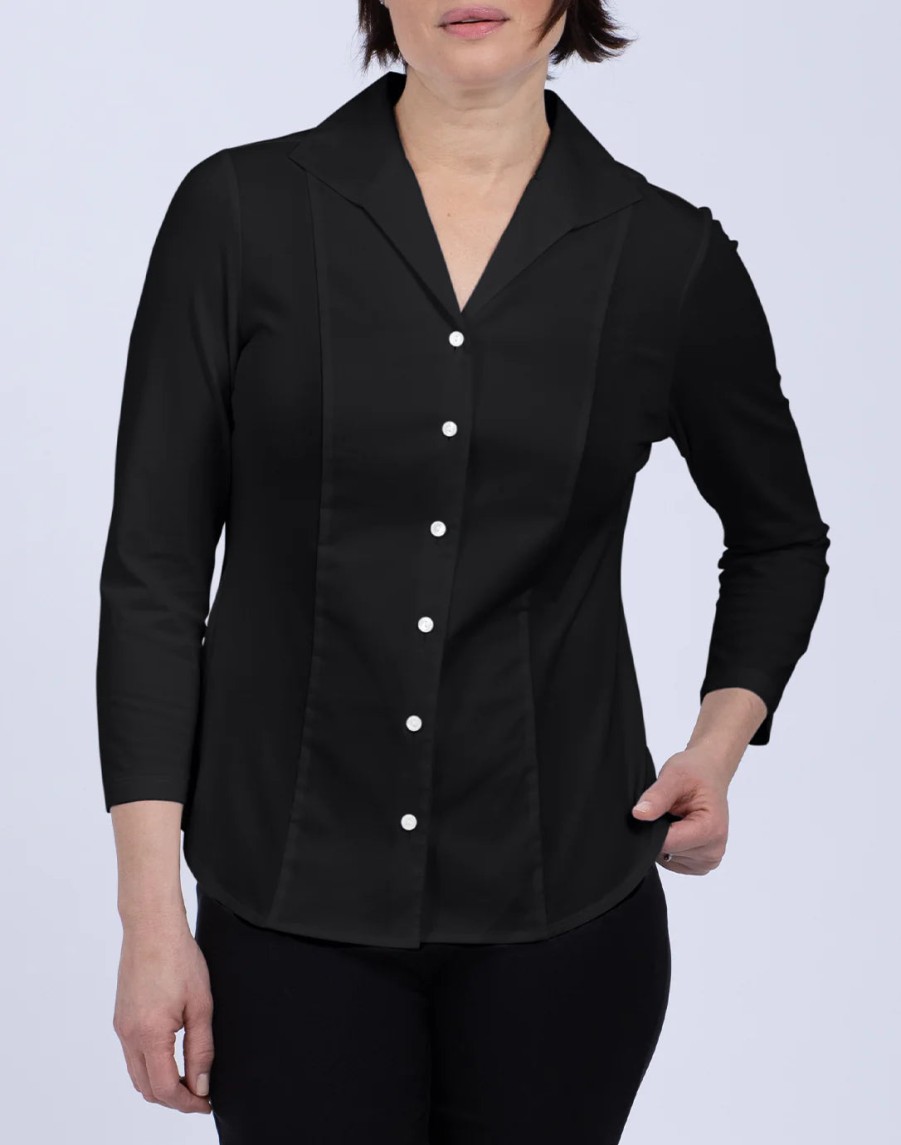 Hinson Wu Camicia Da Donna Con Maniche A 3/4 In Nero Cime