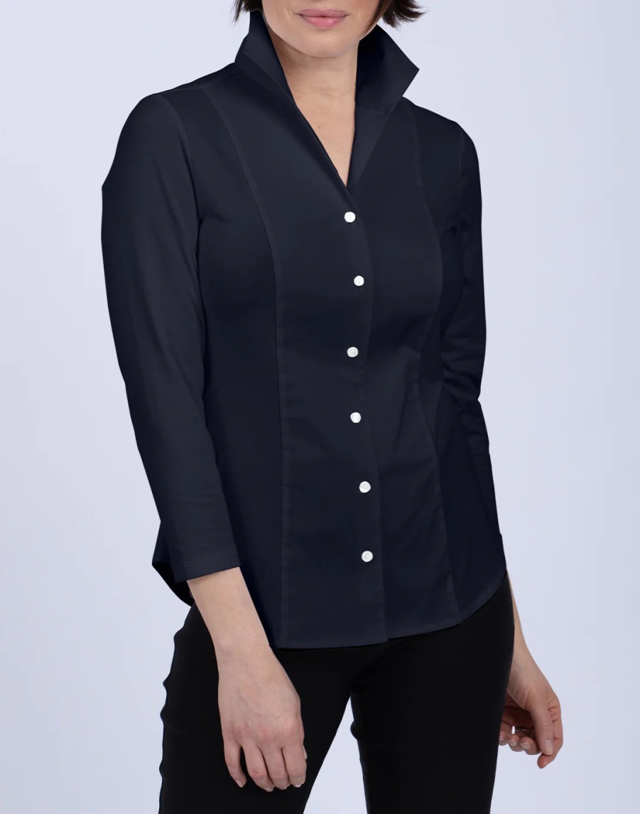 Hinson Wu Camicia Da Donna Con Maniche A 3/4 In Nero Cime