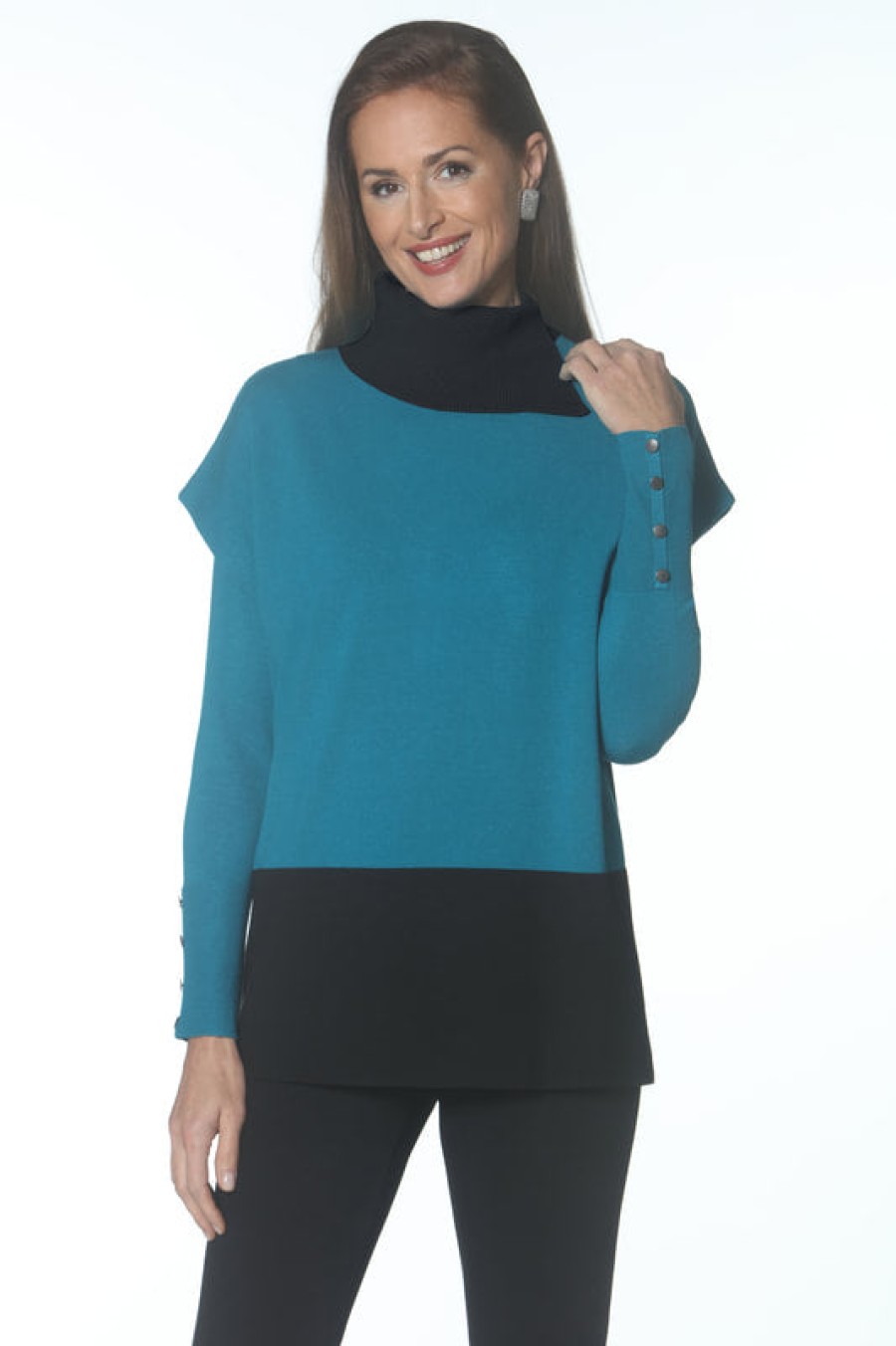 J'envie Pullover Colorblock - Verde Acqua/Nero Cime