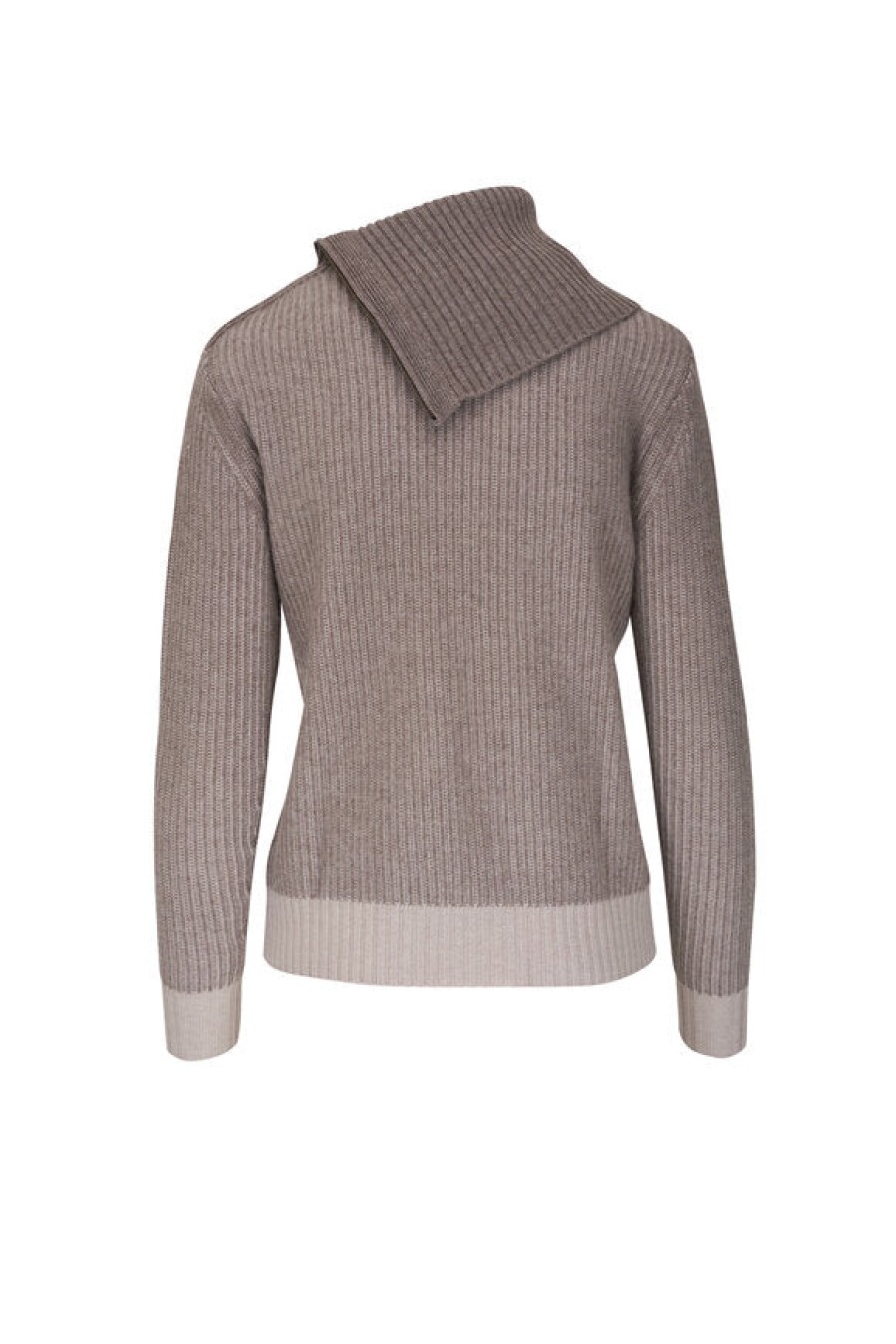 Kinross Cashmere Collo A T Con Colletto Con Zip Intrecciata - Seal/Dune Cime