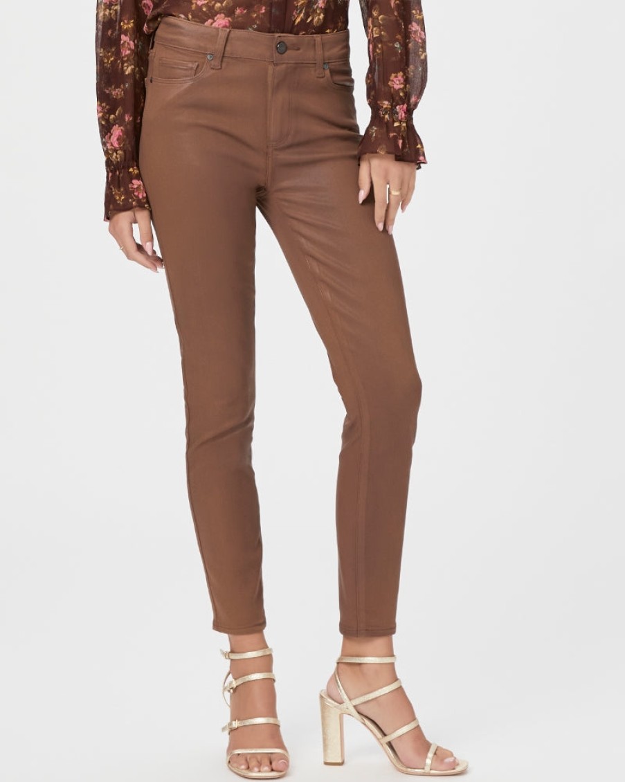 Paige Jeans Alla Caviglia Hoxton Con Rivestimento Cognac Luxe Pantaloni