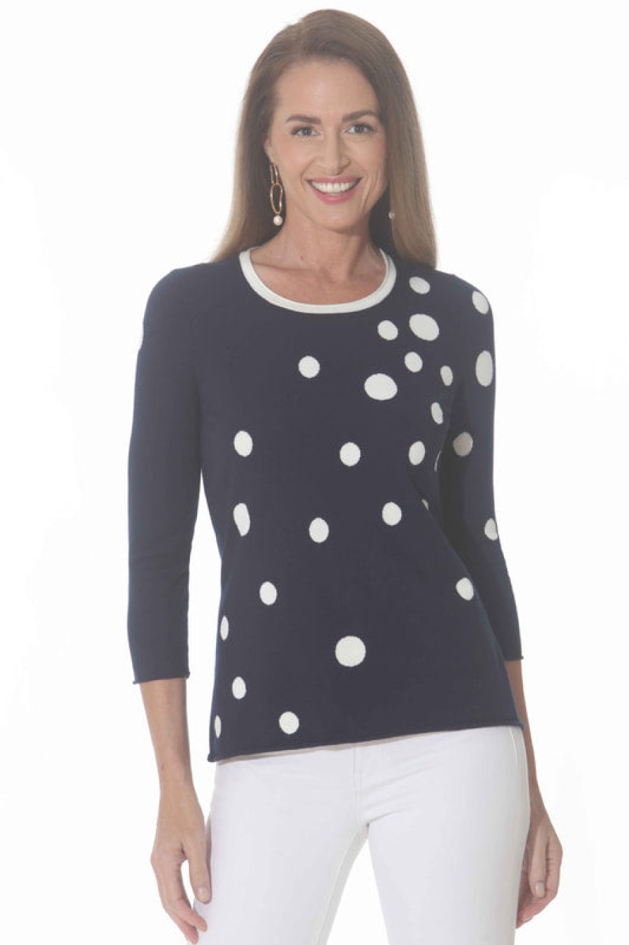 J'envie Top Multi Punto In Blu Navy/Bianco Cime