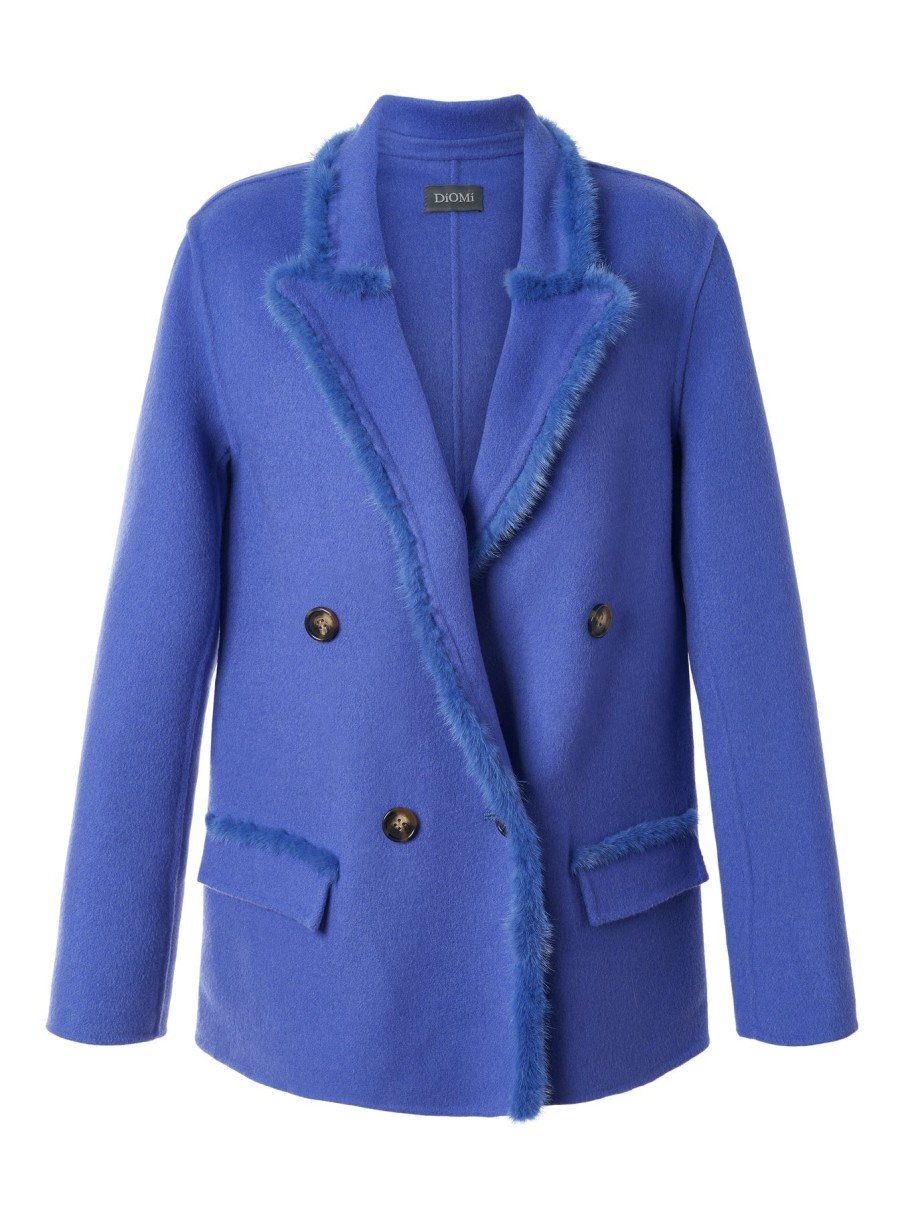 Diomi Blazer In Visone Misto Lana In Azzurro Giacche