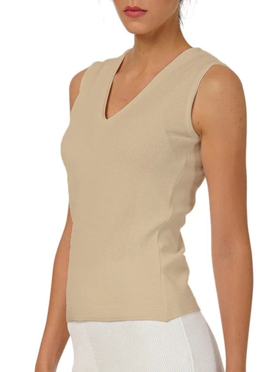 Bianca Top Lavorato A Maglia Ellie In Beige Cime