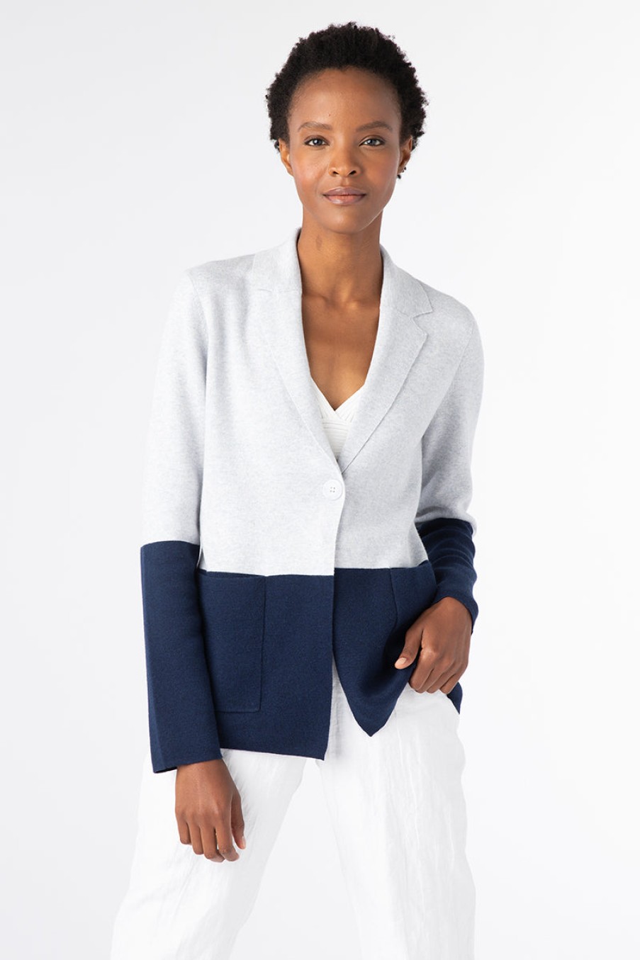 Kinross Cashmere Blazer - Bianco/Grigio Giacche