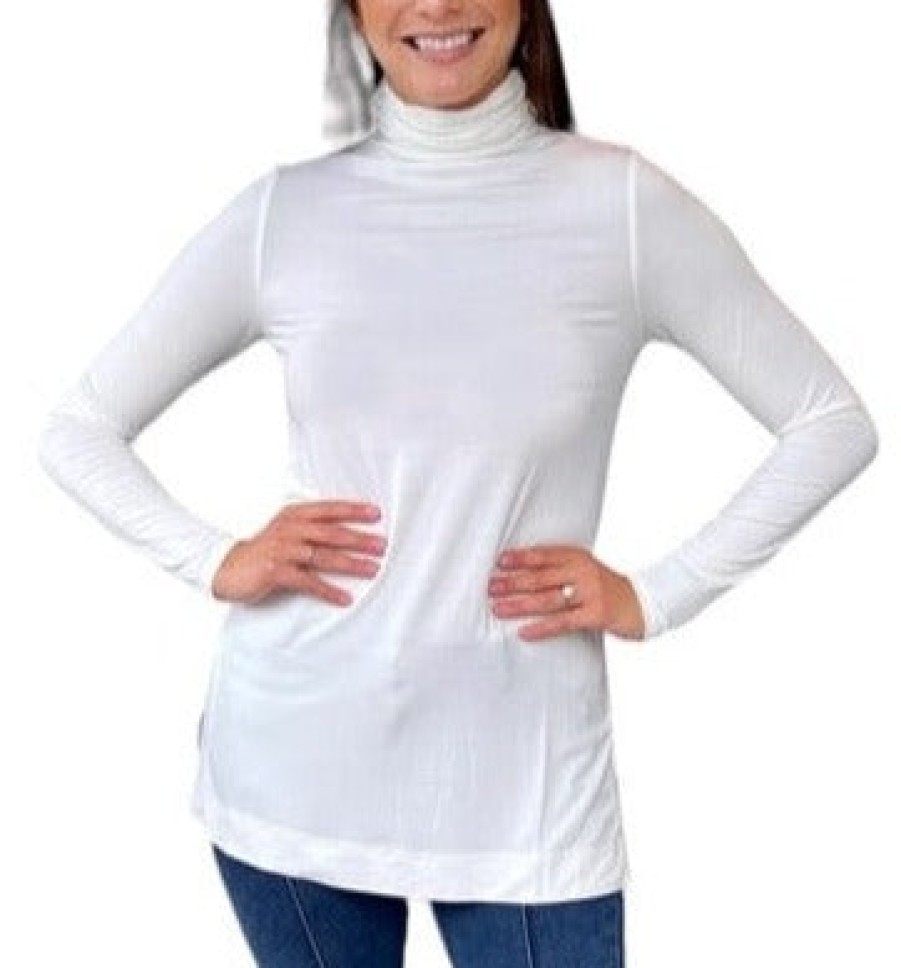 Kinross Cashmere Tunica Con Collo Scrunch - Bianco Cime