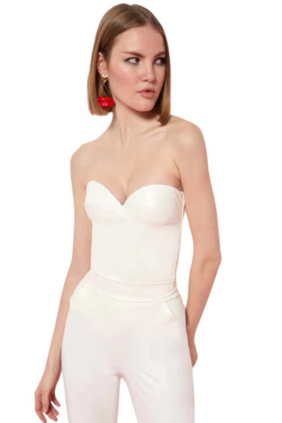 Chiara Boni Top Corsetto Chrystele Color Crema Cime