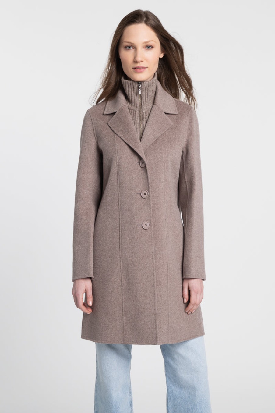 Kinross Cashmere Cappotto Con Colletto A Tacca Con Inserto In Maglia - Sigillo Giacche