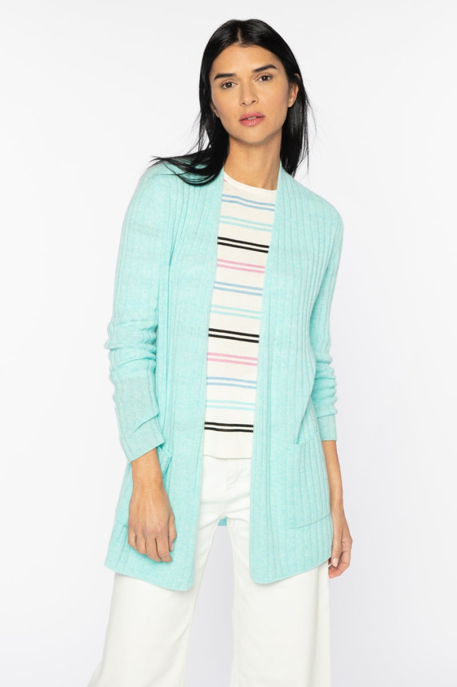 Kinross Cashmere Cardigan A Costine Facile In Oasis Giacche