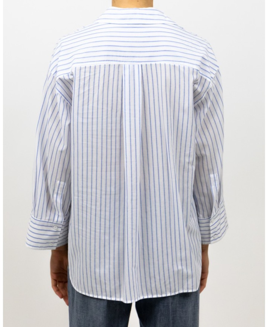 Peserico Camicia A Righe Bianche E Blu Inchiostro Cime