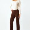 Ecru Pantaloni Bootcut In Pelle Scamosciata Elasticizzata - Cammello Pantaloni