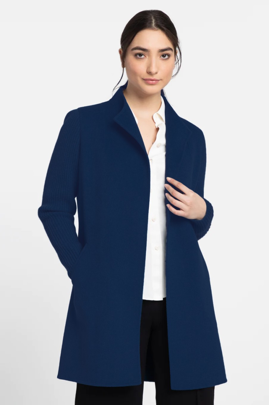 Kinross Cashmere Cappotto Con Maniche A Coste - Crepuscolo Giacche