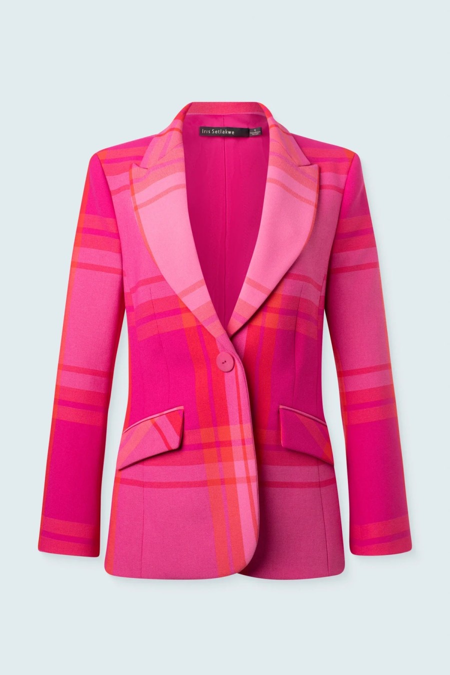 Iris Setlakwe Blazer A Bottone Singolo Con Manica A Tromba In Scozzese Rosso Rosa Giacche