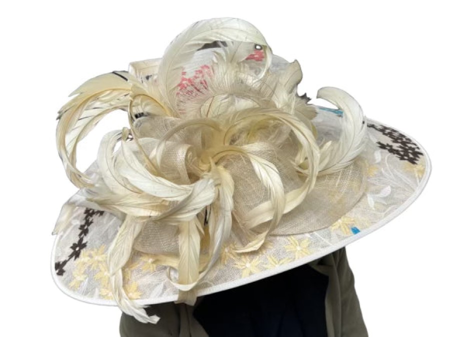 Cappelli di Katie Paglia Ricamata A Tesa Larga Accessori