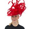 Cappelli di Katie Fascinator Per Capelli Con Fascia Rossa A Disco Grande Accessori