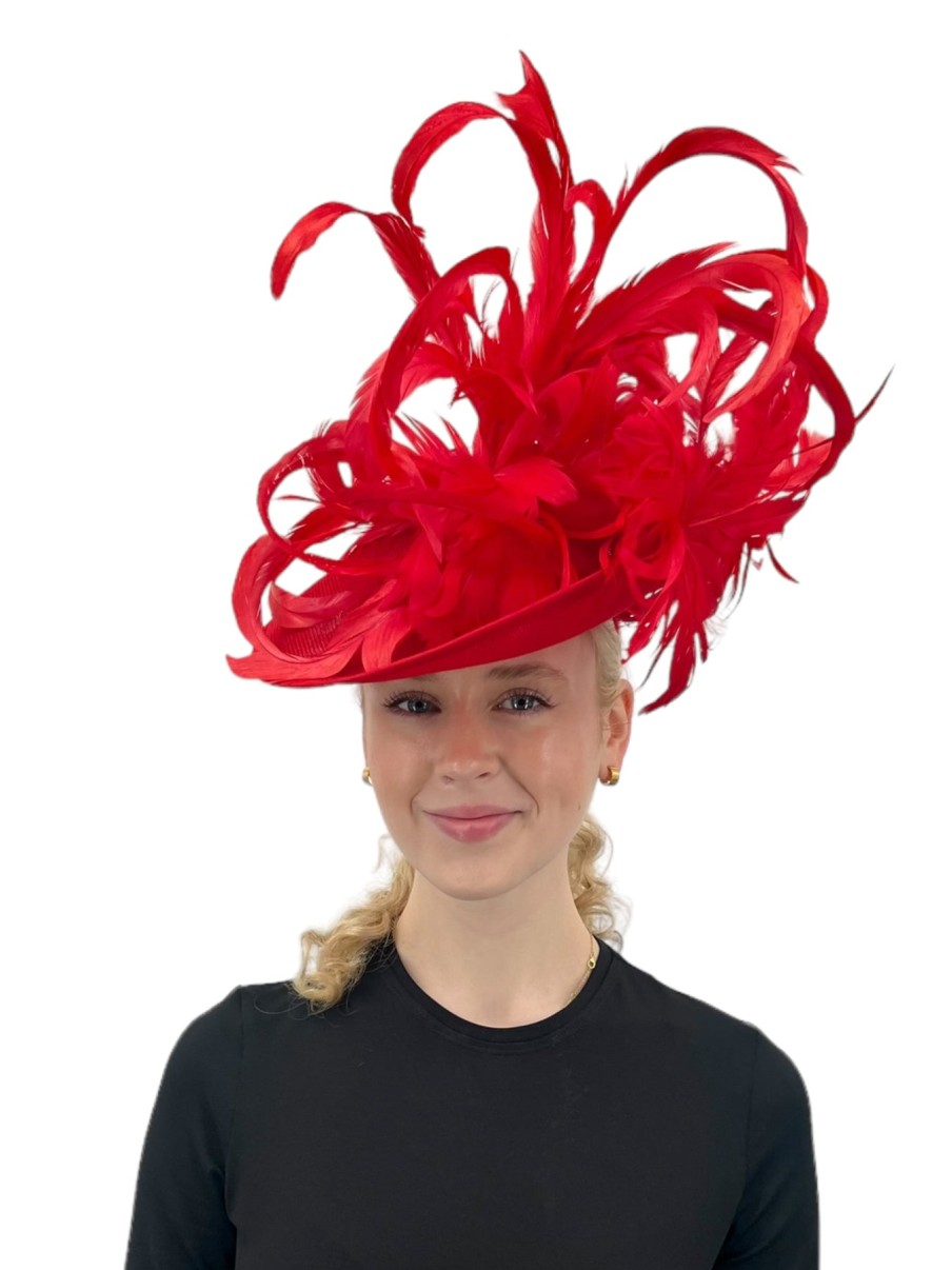 Cappelli di Katie Fascinator Per Capelli Con Fascia Rossa A Disco Grande Accessori