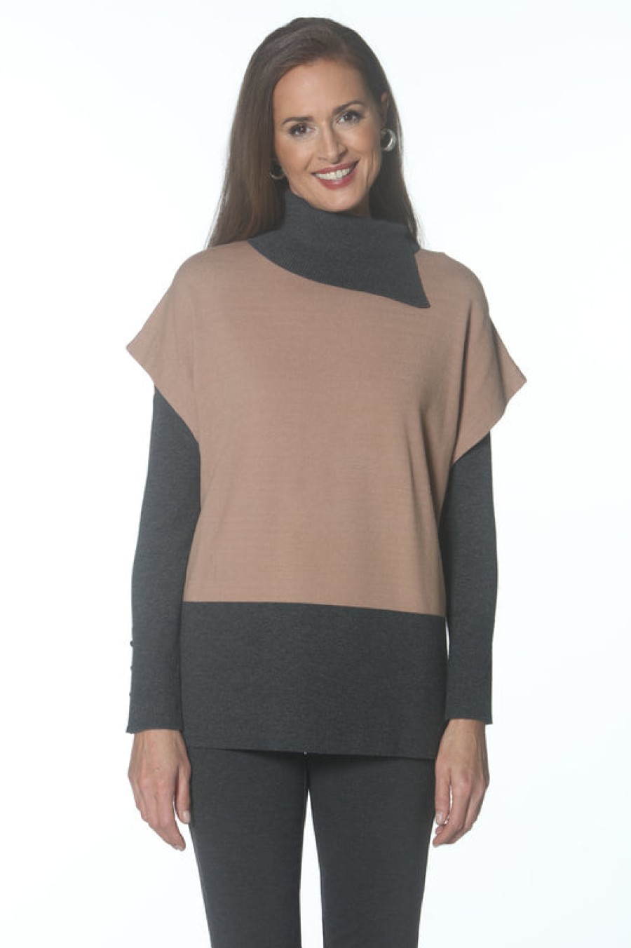 J'envie Pullover Colorblock In Carbone/Cammello Cime