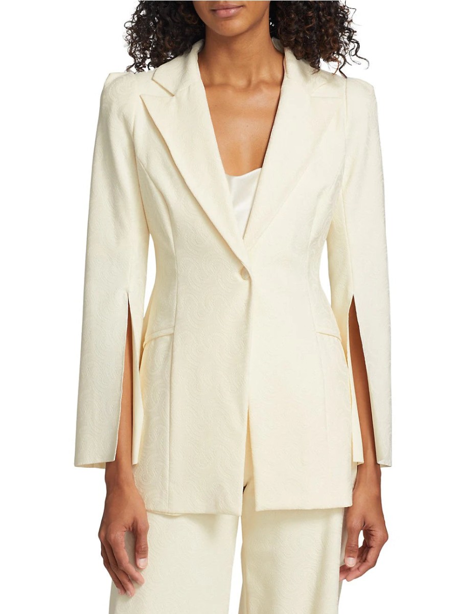 Chiara Boni Blazer Ottilia In Pizzo Con Monogramma - Crema Giacche