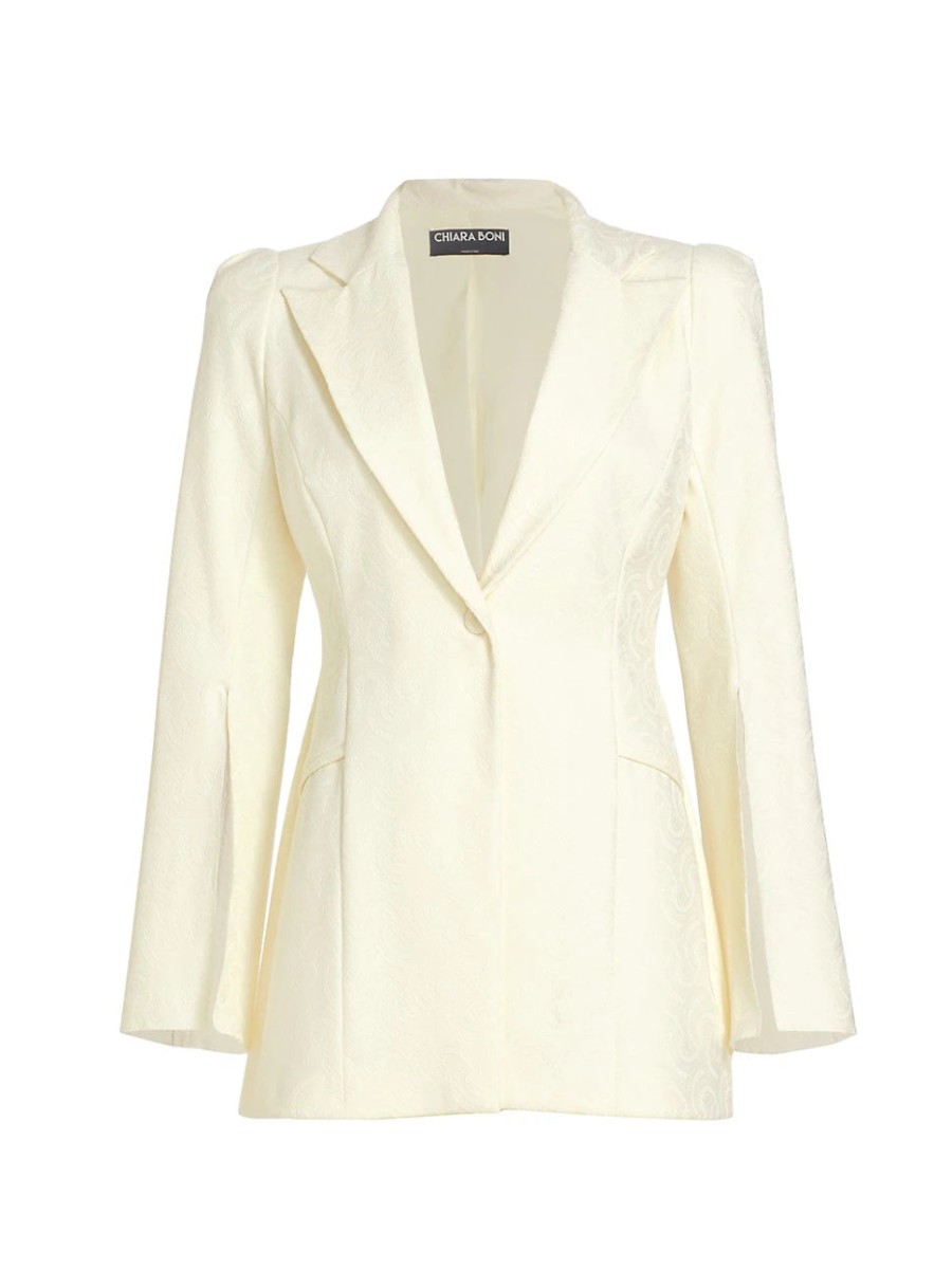 Chiara Boni Blazer Ottilia In Pizzo Con Monogramma - Crema Giacche