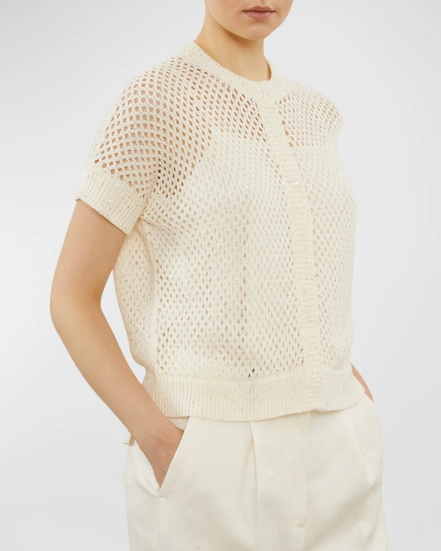 Peserico Top Cardigan In Tricot In Stucco Cime