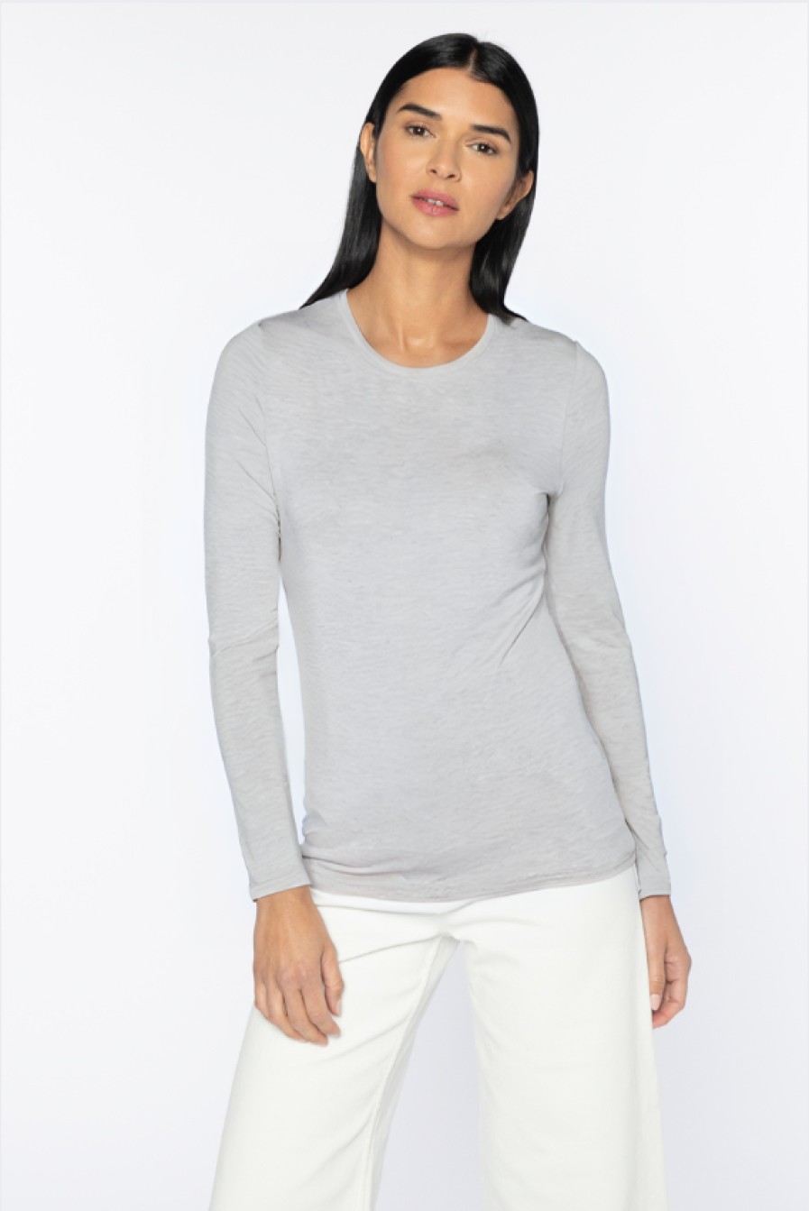 Kinross Cashmere Bamboo Crew - Grigio Cime