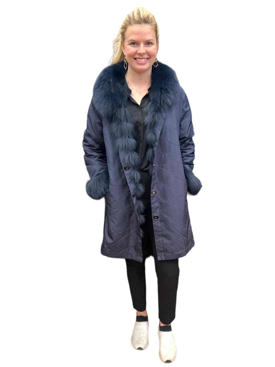 Diomi Cappotto Da Viaggio Reversibile Audrey In Blu Navy Giacche