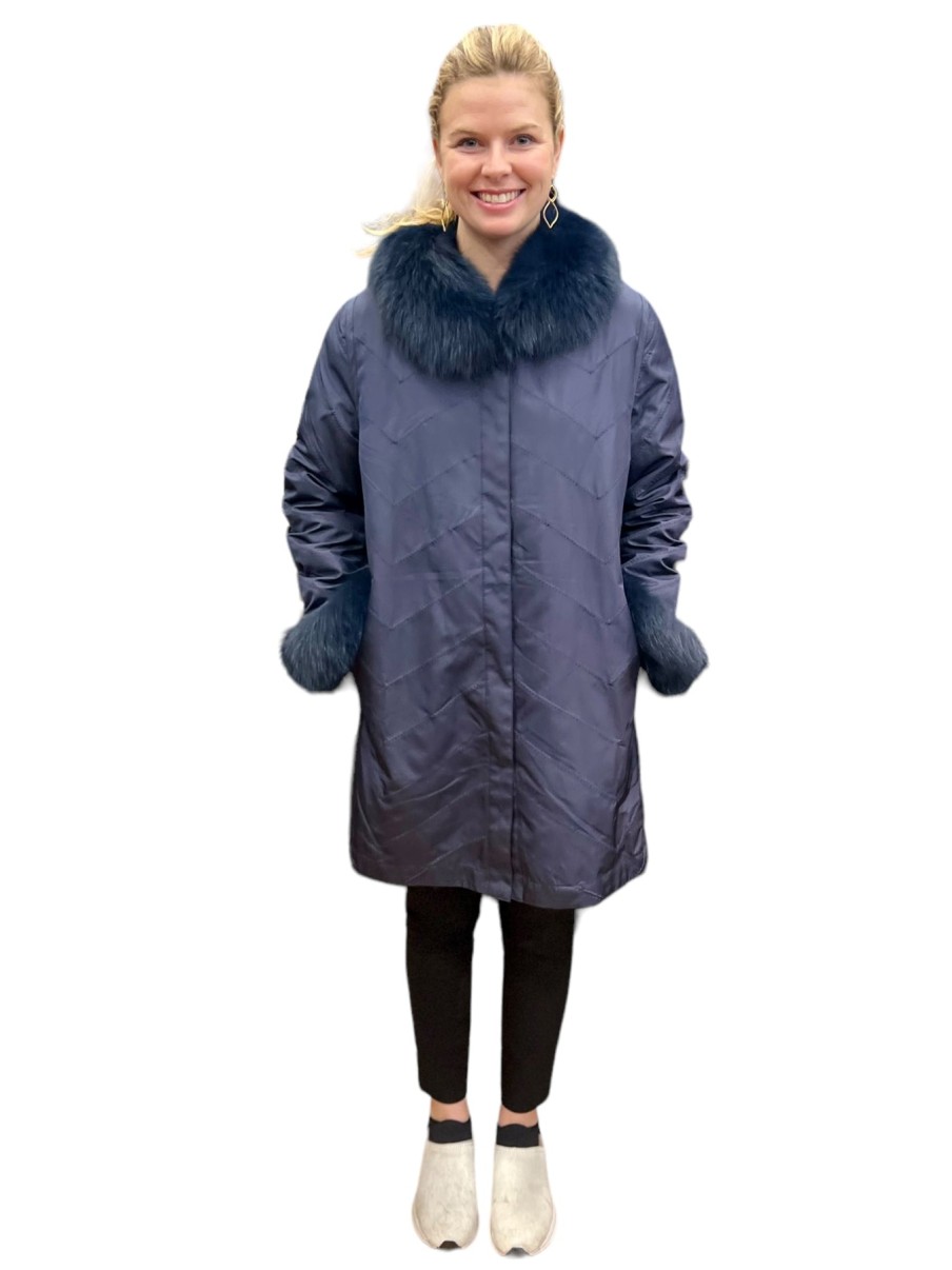 Diomi Cappotto Da Viaggio Reversibile Audrey In Blu Navy Giacche