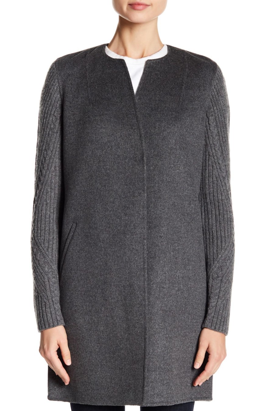 Kinross Cashmere Cappotto Con Maniche A Coste - Flanella Giacche