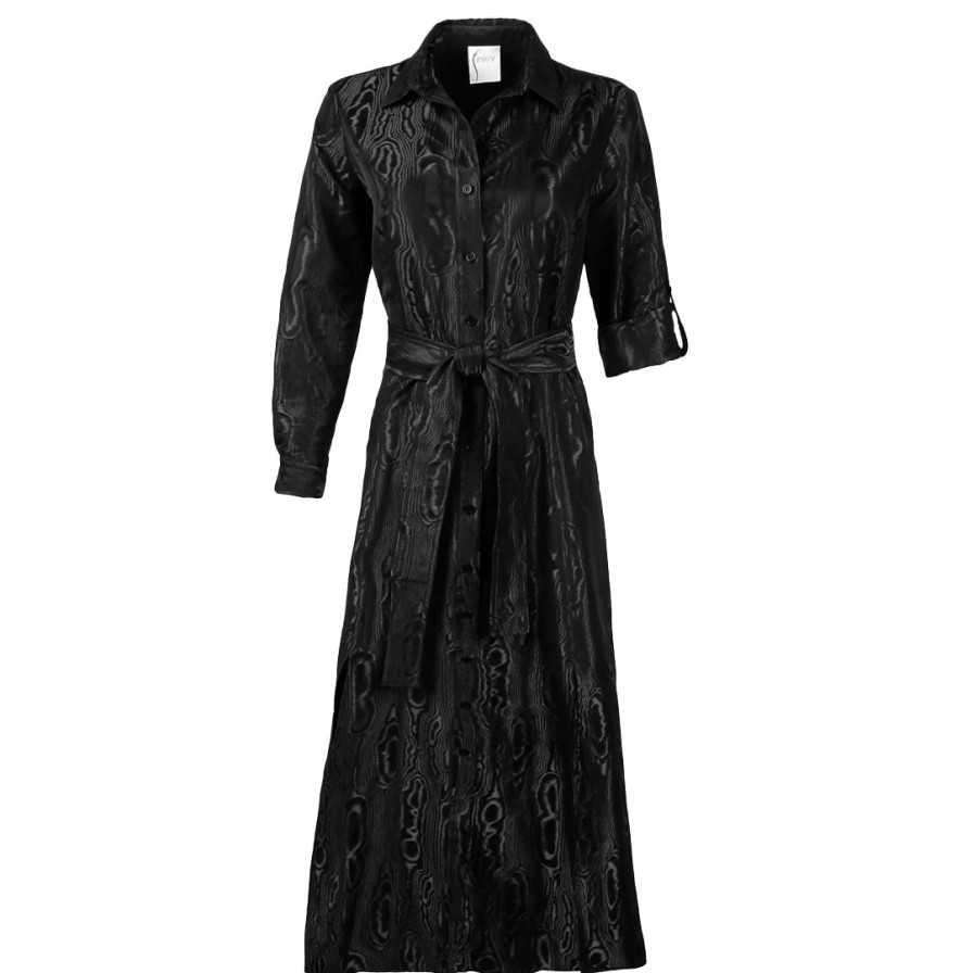 Finley Abito Chemisier Laine Moire Jacquard - Nero Vestiti