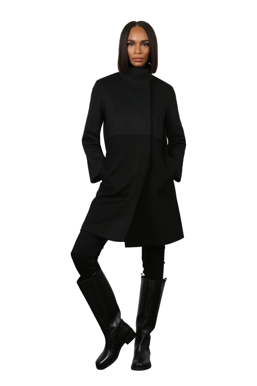 Fleurette Cappotto Con Colletto Rialzato - Antracite/Nero Giacche