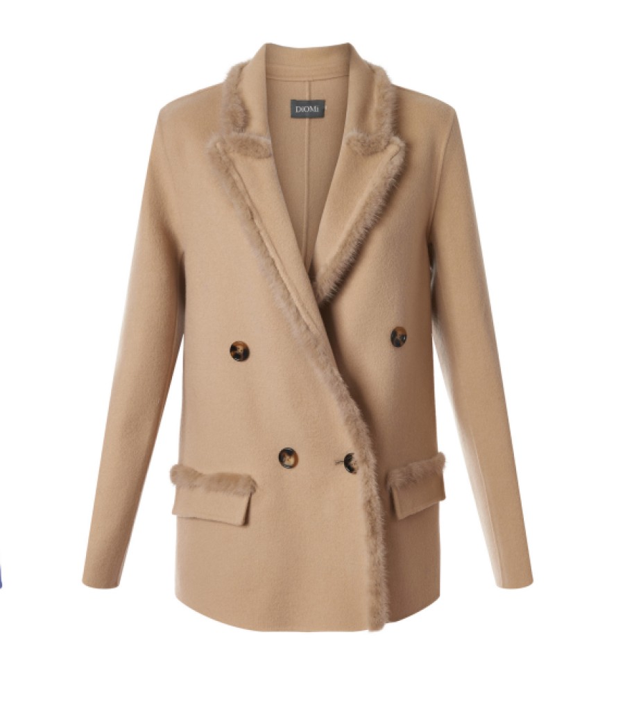 Diomi Blazer In Visone Misto Lana - Crema Irlandese Giacche