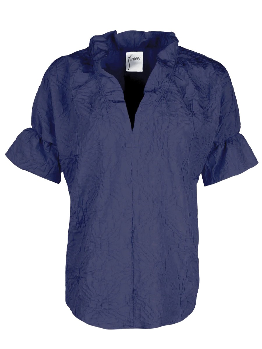 Finley Top Crosby Jacquard Testurizzato In Blu Scuro Cime