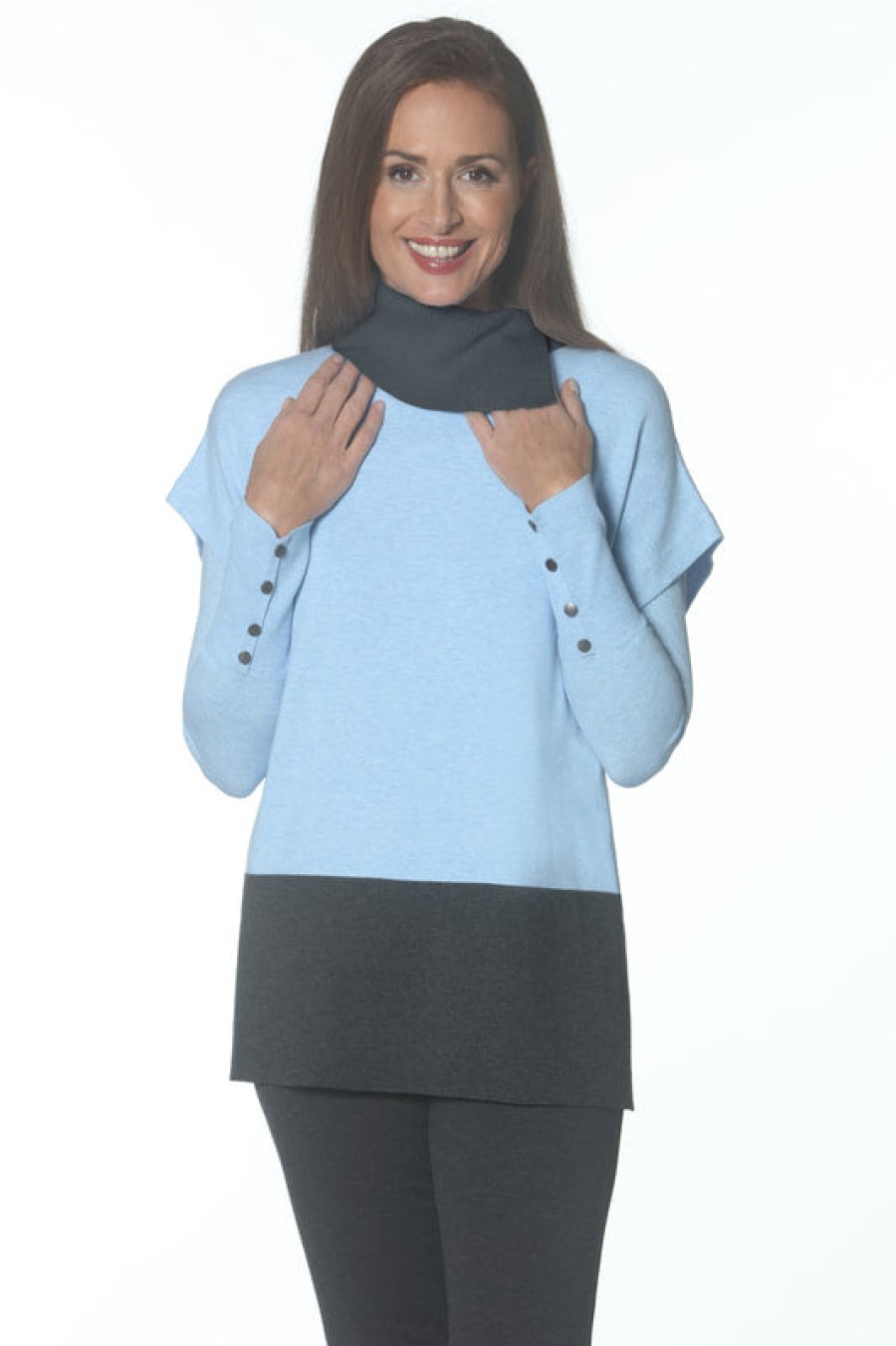 J'envie Pullover Colorblock - Cielo/Antracite Cime